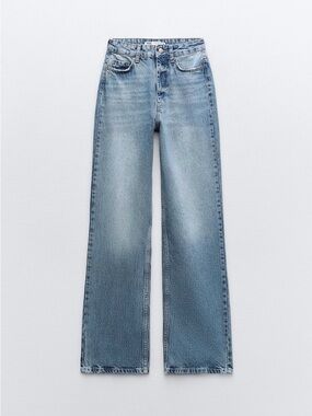 Zara High-Waisted Full Length Straight Leg Jeans